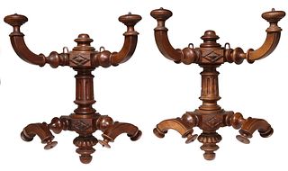 (2) FRENCH CARVED WALNUT WALL-MOUNTED HAT RACKS