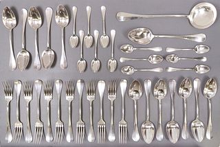 (38) FRENCH SILVERPLATE RATTAIL FLATWARE SERVICE