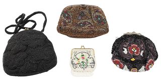 (4) ESTATE BEADED EVENING CLUTCHES & COIN PURSES