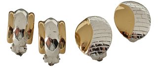 2) ESTATE VINTAGE GIVENCHY TWO-TONE METAL EARRINGS