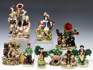 (9) REPRODUCTION STAFFORDSHIRE STYLE FIGURES