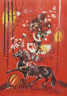 PIERRE JACQUOT (1929-2009) LITHOGRAPH CIRCUS RIDER