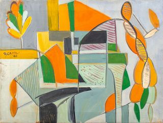 Irene Zevon Cubist Still Life Oil on Canvas, 1960