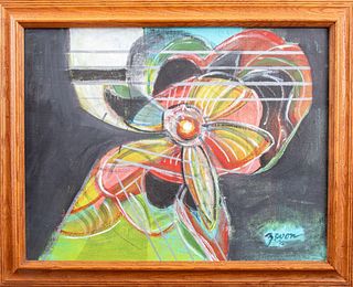 Irene Zevon Abstracted Flower Oil on Canvas, 1996