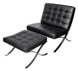 Mies Van Der Rohe Style Barcelona Chair & Ottoman