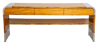 Pace Collection Modern Chrome and Rosewood Console