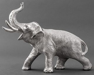 Silvered Elephant Sculpture, 20th C.