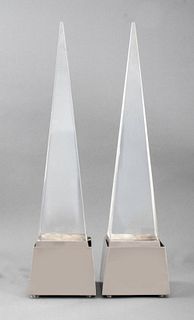 Gabriella Crespi Acrylic Metal Obelisco Lamps, Pr