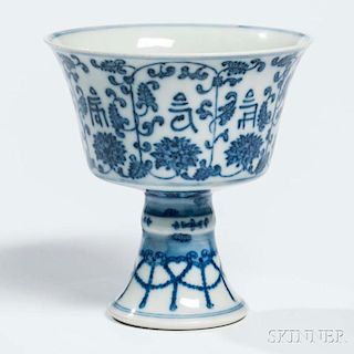 Blue and White Stem Cup 青花高足杯