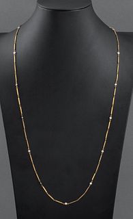 14K Yellow Gold Diamond Bar Chain Necklace