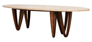 Ernst Schwadron Elongated Oval Marble Low Table