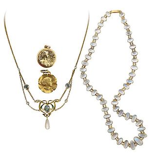 FINE ART NOUVEAU GOLD OR GOLD FILLED JEWELRY