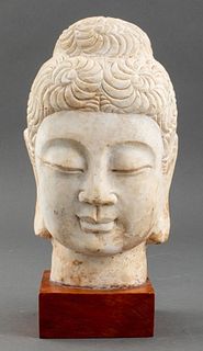 Chinese Sandstone Buddha Bust Sculpture
