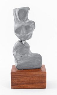 Joan Shapiro Abstract Figural Gray Stone Sculpture