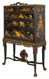 Chinoiserie Gilt & Lacquer Chest on Stand