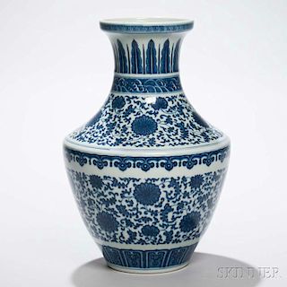 Blue and White Hu Vase 青花纏枝花卉尊