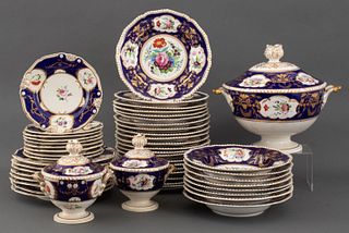 Early Crown Derby Assembled Dinner Set, 48 pcs
