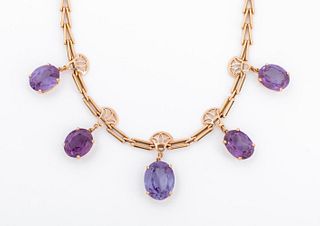 14K Synthetic Color Change Sapphire Necklace