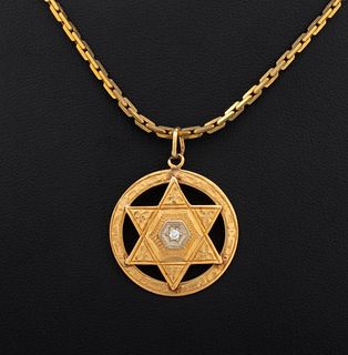14K Star of David Diamond Pendant Necklace