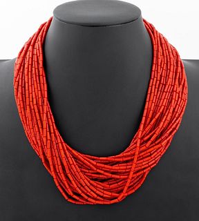 14K Yellow Gold Coral Multi-Strand Necklace