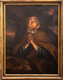 Old Master Oil Painting of Saint Francis & Rooster