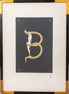 Erte "Letter B" Beauty & Boa Serigraph