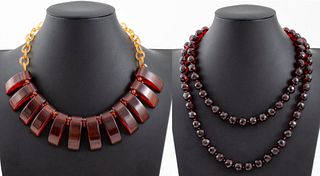 Vintage Cherry Red Amber Bakelite Necklaces, 2