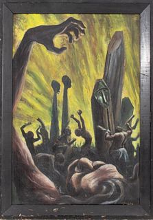 B.P. Sloane 'Green Inferno' Oil on Masonite