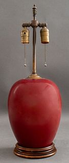 Chinese Oxblood Red Flambe Porcelain Table Lamp