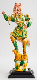 Chinese Tang Style Sancai Glazed Warrior Figure