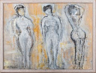 Joan Shapiro 3 Nude Women Acrylic on Paper