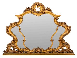 Rococo Revival Giltwood Overmantel Mirror