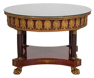 Empire Revival Style Parquetry Circular Low Table