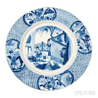 Blue and White Dish 青花人物賞盤