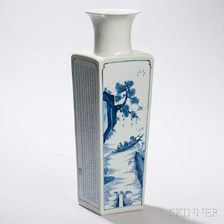 Blue and White Porcelain Vase 青花四方瓶