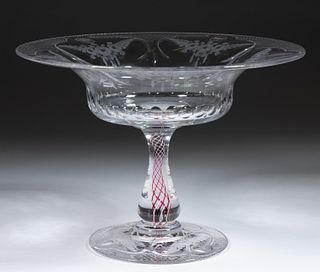 PAIRPOINT VENETTI ENGRAVED ART GLASS COMPOTE