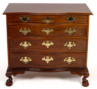 BAKER FOR COLONIAL WILLIAMSBURG CHIPPENDALE-STYLE CARVED MAHOGANY CHEST OF DRAWERS