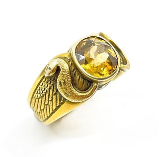 Art Nouveau 14K Gold Snake Ring