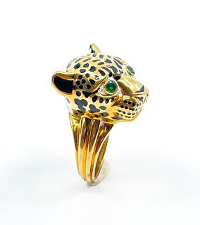 David Webb 18K Gold Panther Ring