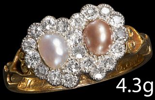 ANTIQUE PEARL AND DIAMOND SWEET HEART RING