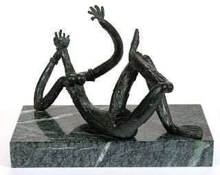 LOUIS CANE (FRENCH, B. 1943) "NU ALLONGE" BRONZE BRUTALIST-STYLE ABSTRACT FIGURE