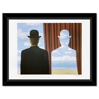 Rene Magritte 1898-1967 (After), "Decalcomanie" Framed Limited Edition Lithograph, Estate Signed and Numbered 100/275 with Certificate of Authenticity