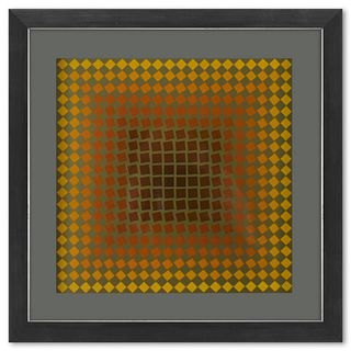 Victor Vasarely (1908-1997), "CTA - 105 de la sÃ©rie CTA - 102" Framed 1971 Heliogravure Print with Letter of Authenticity