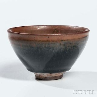 Stoneware Tea Bowl with Hare's Fur Glaze兔豪盞