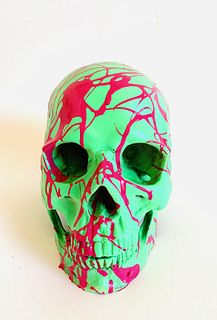 E.M.  ZAX- Original one of a kind hand-painted sculpture "Skull"