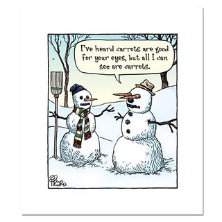 Bizarro! "Snowman Carrot" Numbered Limited Edition Hand Signed by Creator Dan Piraro; Letter of Authenticity.