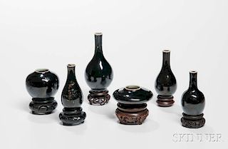 Six Black-glazed Miniature Items烏金釉小瓶一組