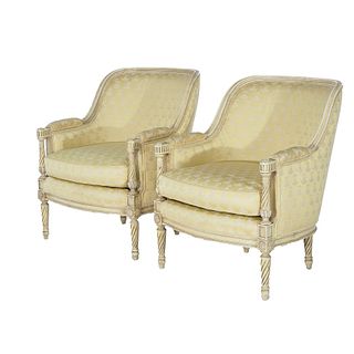 Pair of Hibriten-Bernhardt French Louis XVI Style Bergère Chairs 20thC