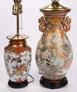 JAPANESE PORCELAIN VASE ELECTRIC TABLE LAMPS, LOT OF TWO