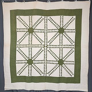 Antique c1880 Flying Geese Variation Quilt